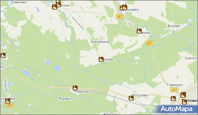 mapa Modrolas, Modrolas na mapie Targeo