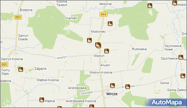 mapa Modryń, Modryń na mapie Targeo