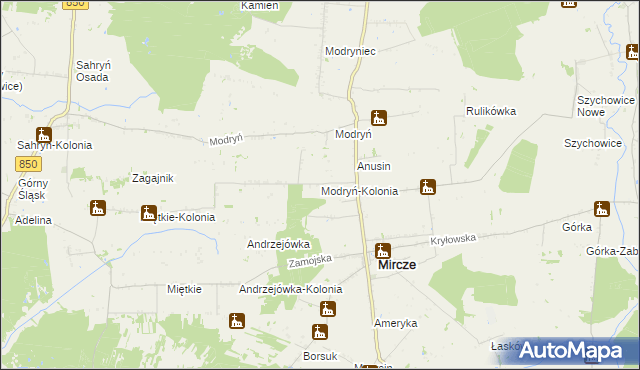 mapa Modryń-Kolonia, Modryń-Kolonia na mapie Targeo