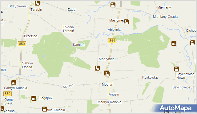 mapa Modryniec, Modryniec na mapie Targeo