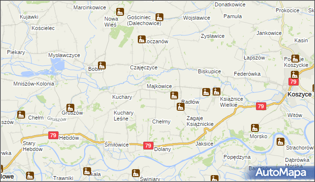 mapa Modrzany, Modrzany na mapie Targeo
