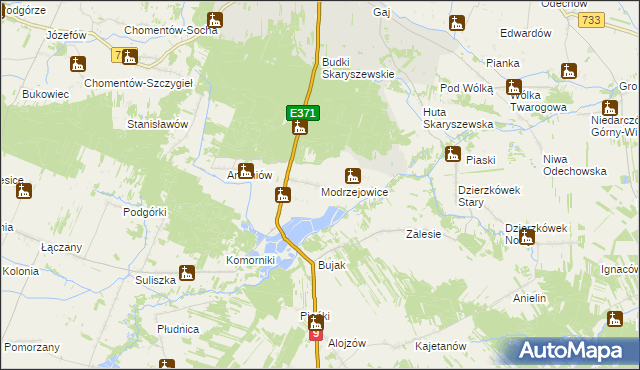 mapa Modrzejowice, Modrzejowice na mapie Targeo