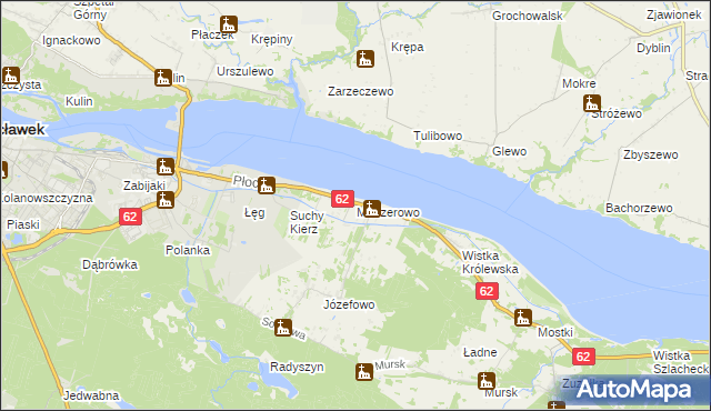 mapa Modzerowo gmina Włocławek, Modzerowo gmina Włocławek na mapie Targeo