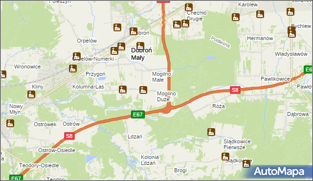 mapa Mogilno Duże, Mogilno Duże na mapie Targeo