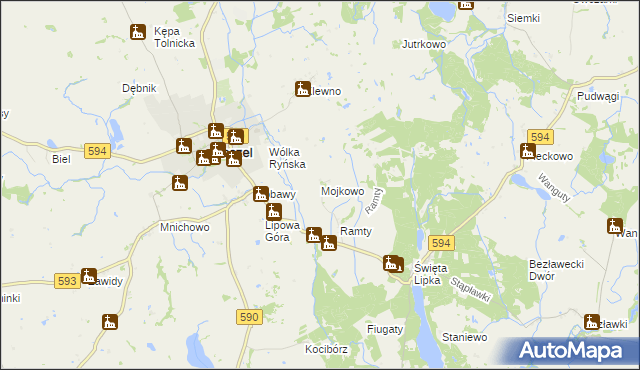 mapa Mojkowo gmina Reszel, Mojkowo gmina Reszel na mapie Targeo