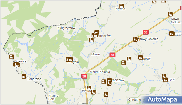 mapa Mokre gmina Głubczyce, Mokre gmina Głubczyce na mapie Targeo