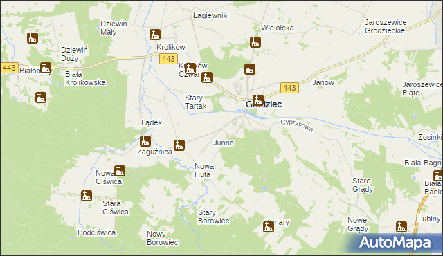 mapa Mokre gmina Grodziec, Mokre gmina Grodziec na mapie Targeo