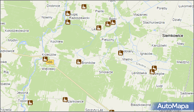 mapa Mokre gmina Siemkowice, Mokre gmina Siemkowice na mapie Targeo