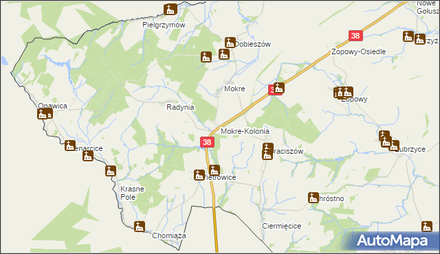 mapa Mokre-Kolonia, Mokre-Kolonia na mapie Targeo