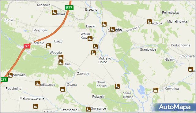 mapa Mokrsko Dolne, Mokrsko Dolne na mapie Targeo