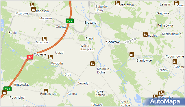 mapa Mokrsko Górne, Mokrsko Górne na mapie Targeo