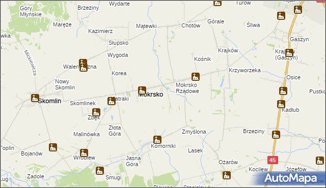 mapa Mokrsko-Osiedle, Mokrsko-Osiedle na mapie Targeo