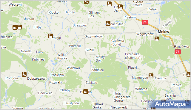 mapa Mokry Bór, Mokry Bór na mapie Targeo