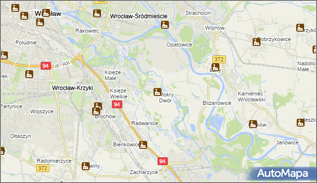 mapa Mokry Dwór gmina Siechnice, Mokry Dwór gmina Siechnice na mapie Targeo