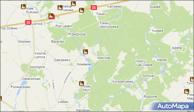 mapa Mokry Las gmina Golub-Dobrzyń, Mokry Las gmina Golub-Dobrzyń na mapie Targeo