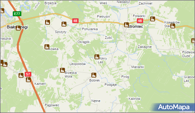 mapa Mokry Las gmina Stromiec, Mokry Las gmina Stromiec na mapie Targeo