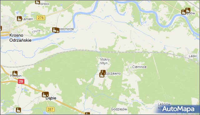 mapa Mokry Młyn, Mokry Młyn na mapie Targeo