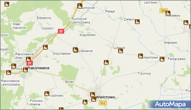 mapa Mokrzec gmina Wielichowo, Mokrzec gmina Wielichowo na mapie Targeo