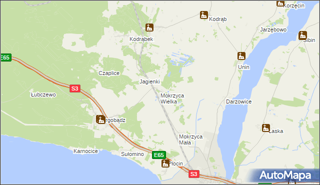 mapa Mokrzyca Wielka, Mokrzyca Wielka na mapie Targeo