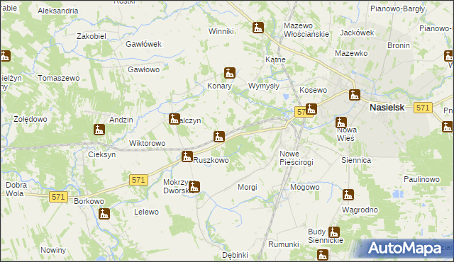 mapa Mokrzyce Włościańskie, Mokrzyce Włościańskie na mapie Targeo