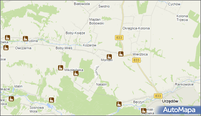 mapa Moniaki, Moniaki na mapie Targeo