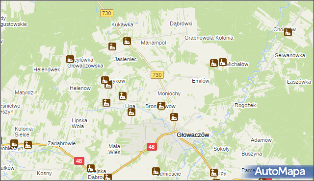 mapa Moniochy, Moniochy na mapie Targeo