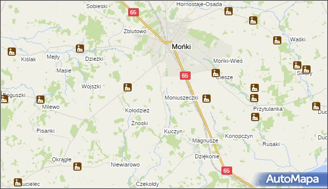 mapa Moniuszeczki, Moniuszeczki na mapie Targeo