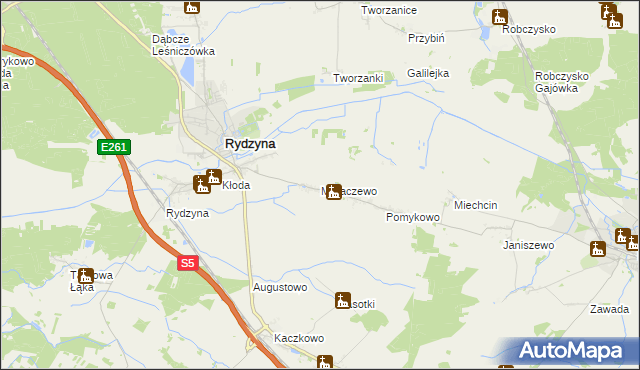 mapa Moraczewo gmina Rydzyna, Moraczewo gmina Rydzyna na mapie Targeo