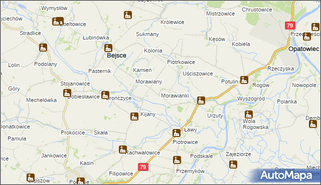 mapa Morawianki, Morawianki na mapie Targeo