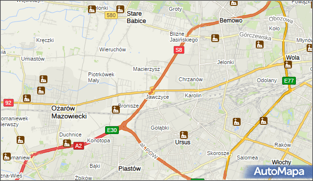 mapa Mory gmina Ożarów Mazowiecki, Mory gmina Ożarów Mazowiecki na mapie Targeo