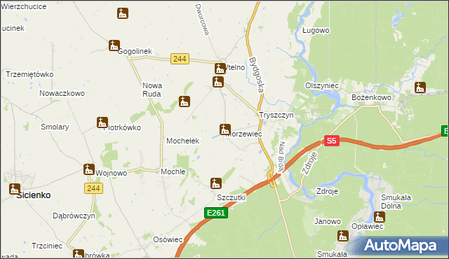 mapa Morzewiec, Morzewiec na mapie Targeo