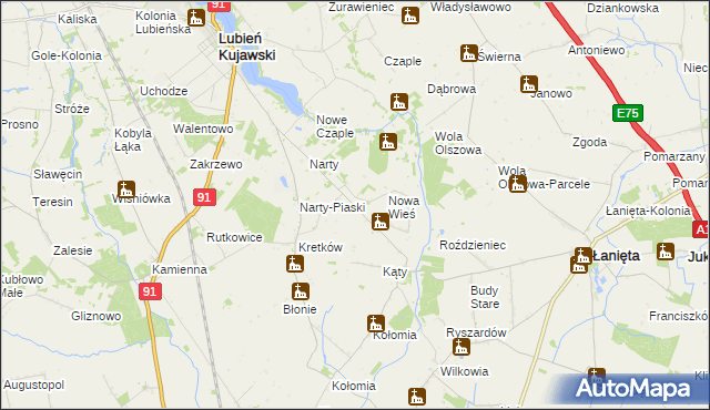 mapa Morzyce gmina Lubień Kujawski, Morzyce gmina Lubień Kujawski na mapie Targeo