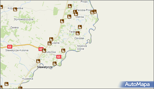 mapa Mościce Dolne, Mościce Dolne na mapie Targeo