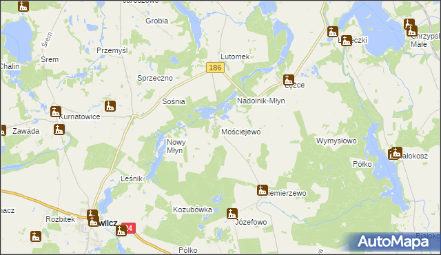 mapa Mościejewo, Mościejewo na mapie Targeo