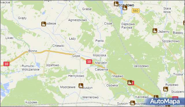 mapa Mościska gmina Szczutowo, Mościska gmina Szczutowo na mapie Targeo