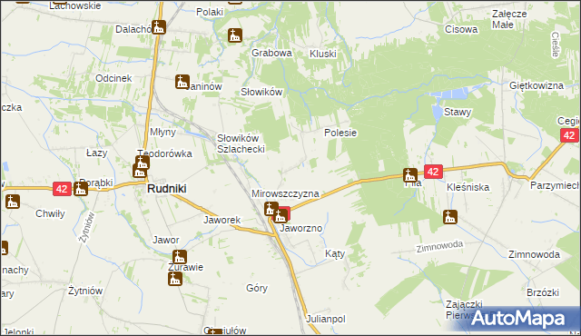 mapa Mostki gmina Rudniki, Mostki gmina Rudniki na mapie Targeo