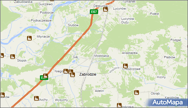 mapa Mostówka gmina Zabrodzie, Mostówka gmina Zabrodzie na mapie Targeo