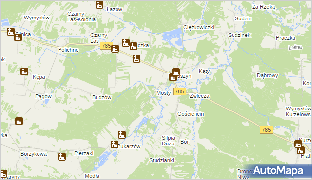 mapa Mosty gmina Żytno, Mosty gmina Żytno na mapie Targeo