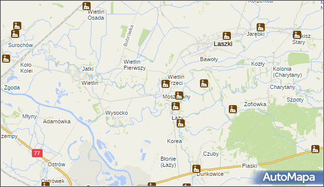 mapa Moszczany, Moszczany na mapie Targeo