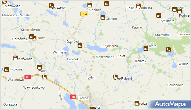 mapa Moszczonne, Moszczonne na mapie Targeo