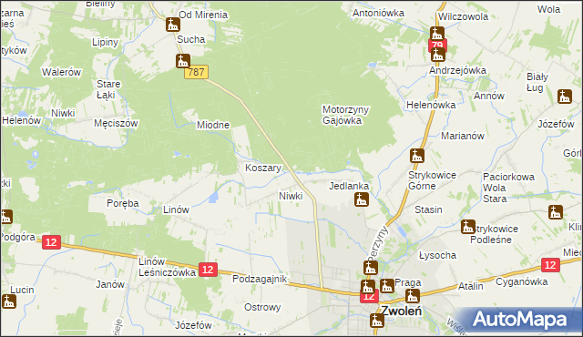 mapa Motorzyny, Motorzyny na mapie Targeo