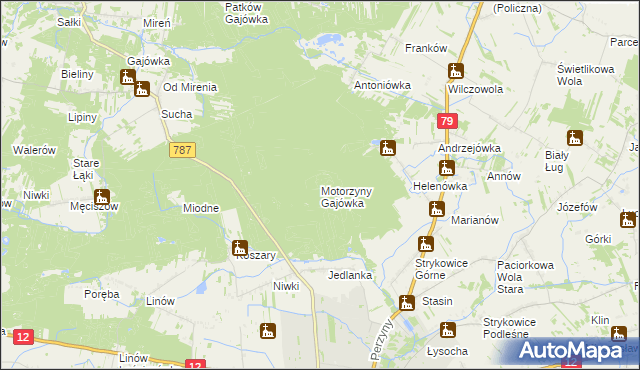 mapa Motorzyny Gajówka, Motorzyny Gajówka na mapie Targeo