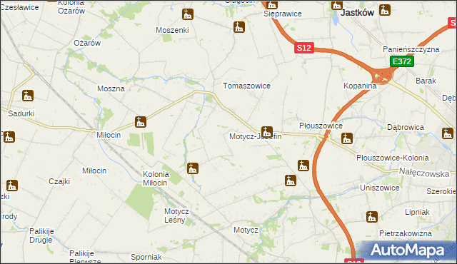 mapa Motycz-Józefin, Motycz-Józefin na mapie Targeo