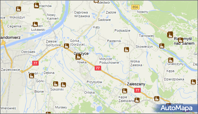 mapa Motycze Poduchowne, Motycze Poduchowne na mapie Targeo