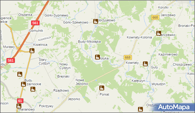 mapa Motyka, Motyka na mapie Targeo