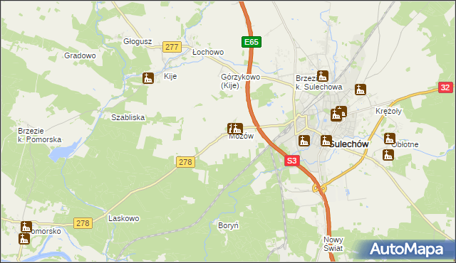 mapa Mozów, Mozów na mapie Targeo