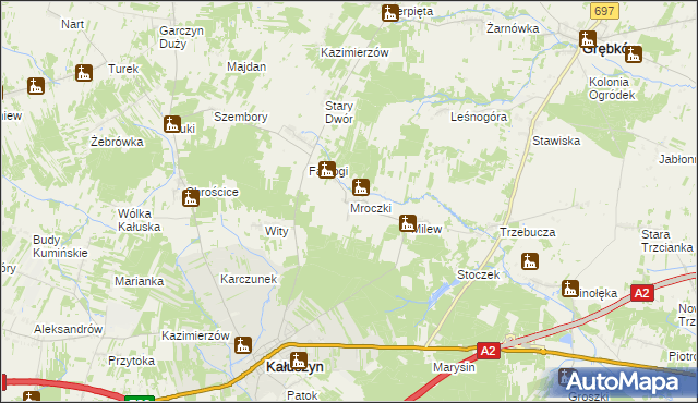 mapa Mroczki gmina Kałuszyn, Mroczki gmina Kałuszyn na mapie Targeo