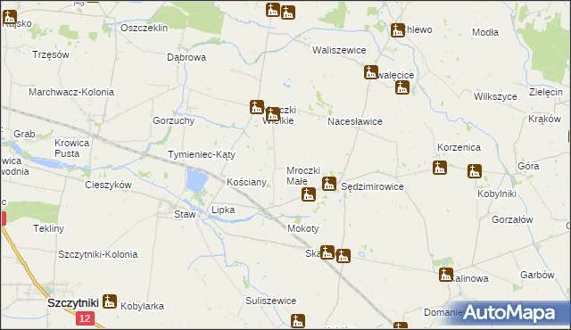 mapa Mroczki Małe gmina Błaszki, Mroczki Małe gmina Błaszki na mapie Targeo