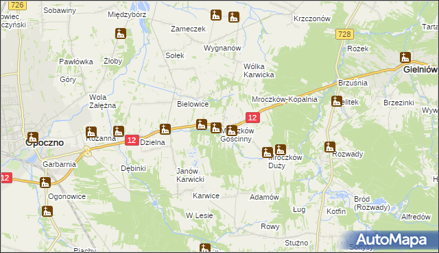 mapa Mroczków Gościnny, Mroczków Gościnny na mapie Targeo