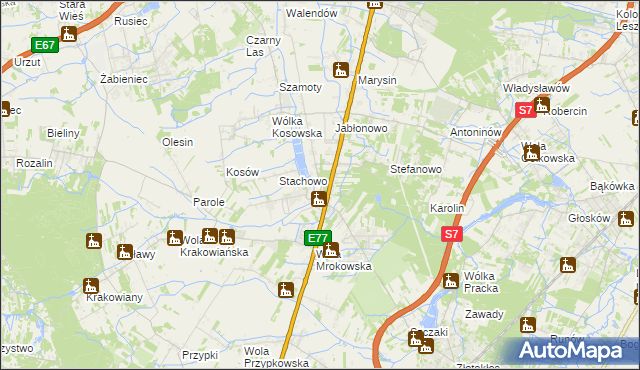 mapa Mroków gmina Lesznowola, Mroków gmina Lesznowola na mapie Targeo